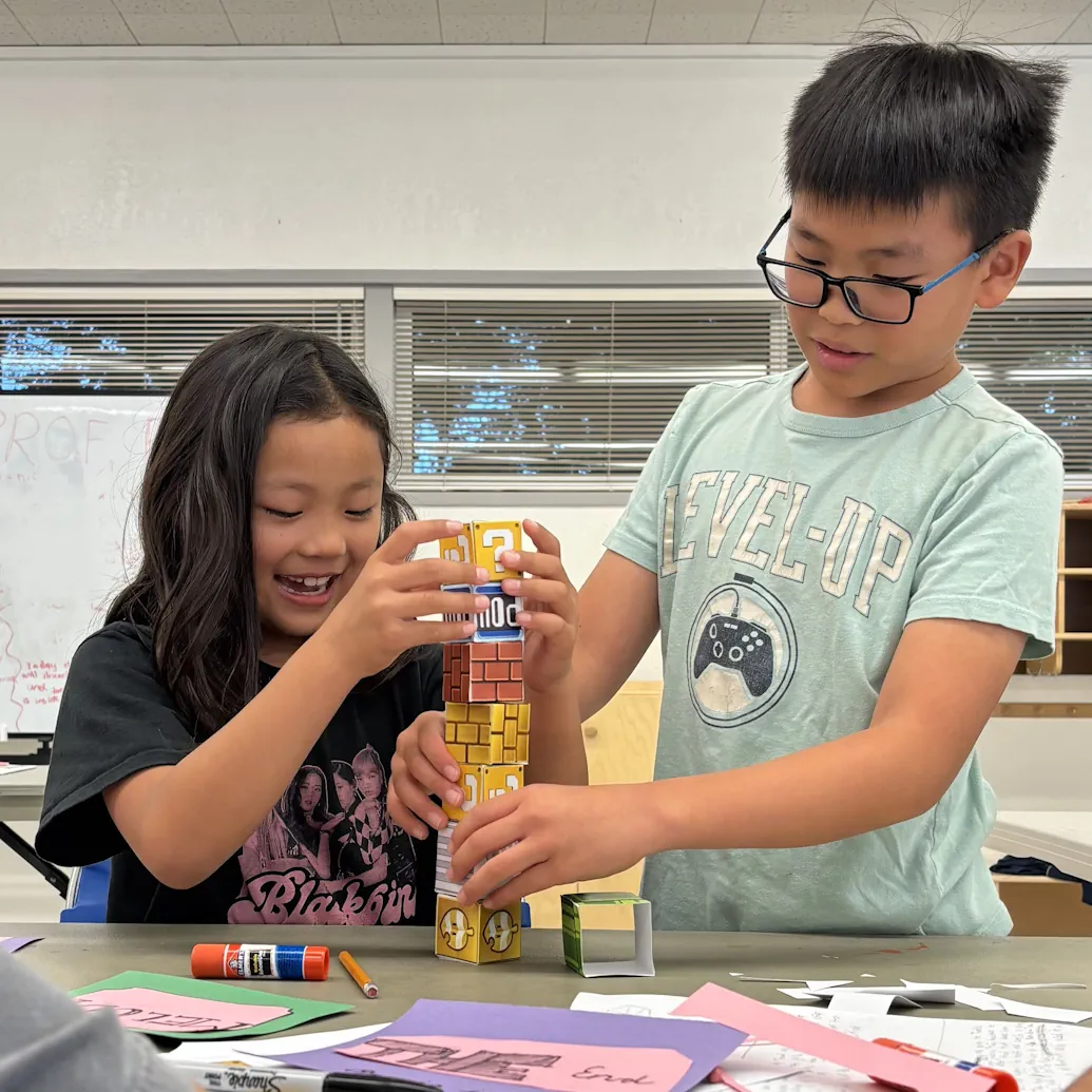 Kids absorbed in creating